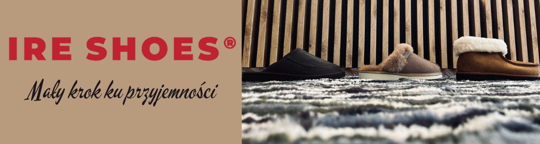 Baner IRE SHOES z trzema fasonami obuwia domowego