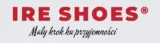Logo IRE SHOES z hasłem Mały krok ku przyjemności