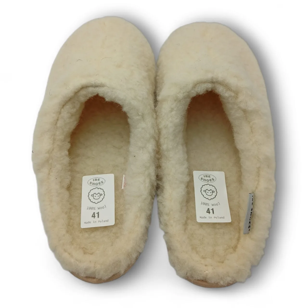 Para kapci IRE SHOES KWD25-254 ecru — wnętrze i etykiety w widoku z góry