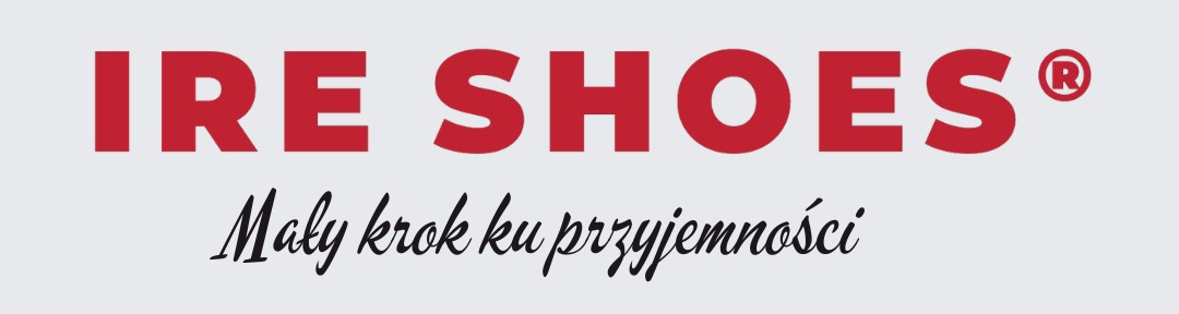 Logo IRE SHOES i hasło Mały krok ku przyjemności
