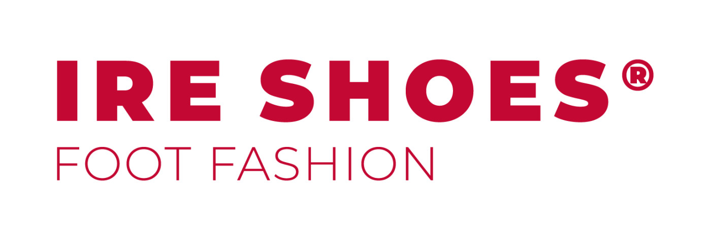 Czerwone logo IRE SHOES z napisem Foot Fashion