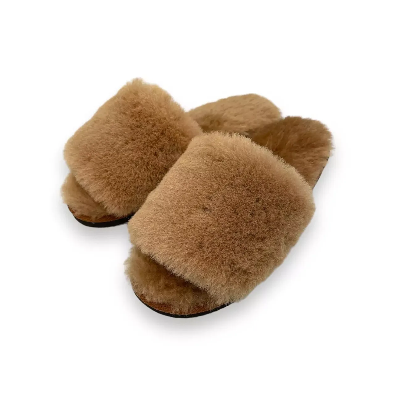 Para brązowych kapci KFG2207-030 z otwartym przodem